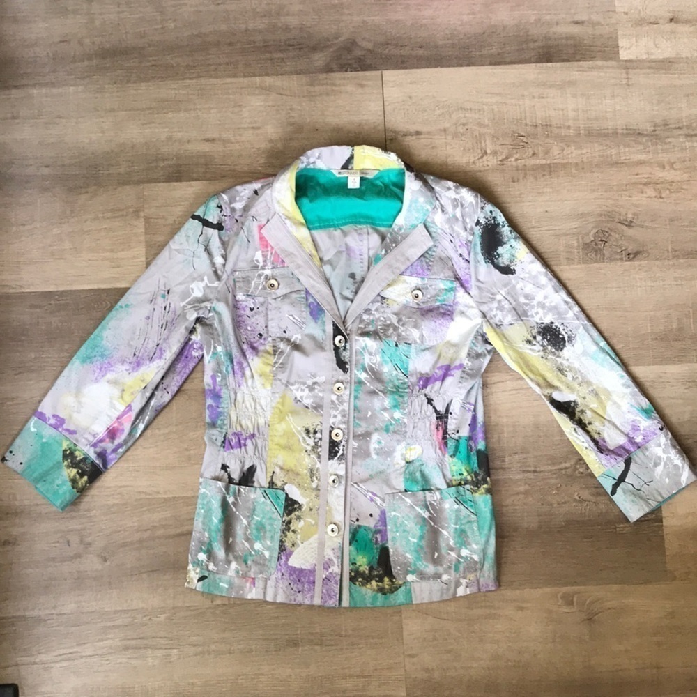 Spanner sport blazer jacket size 4 watercolour button down